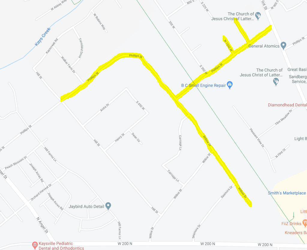 Kaysville Water Shutoff Map