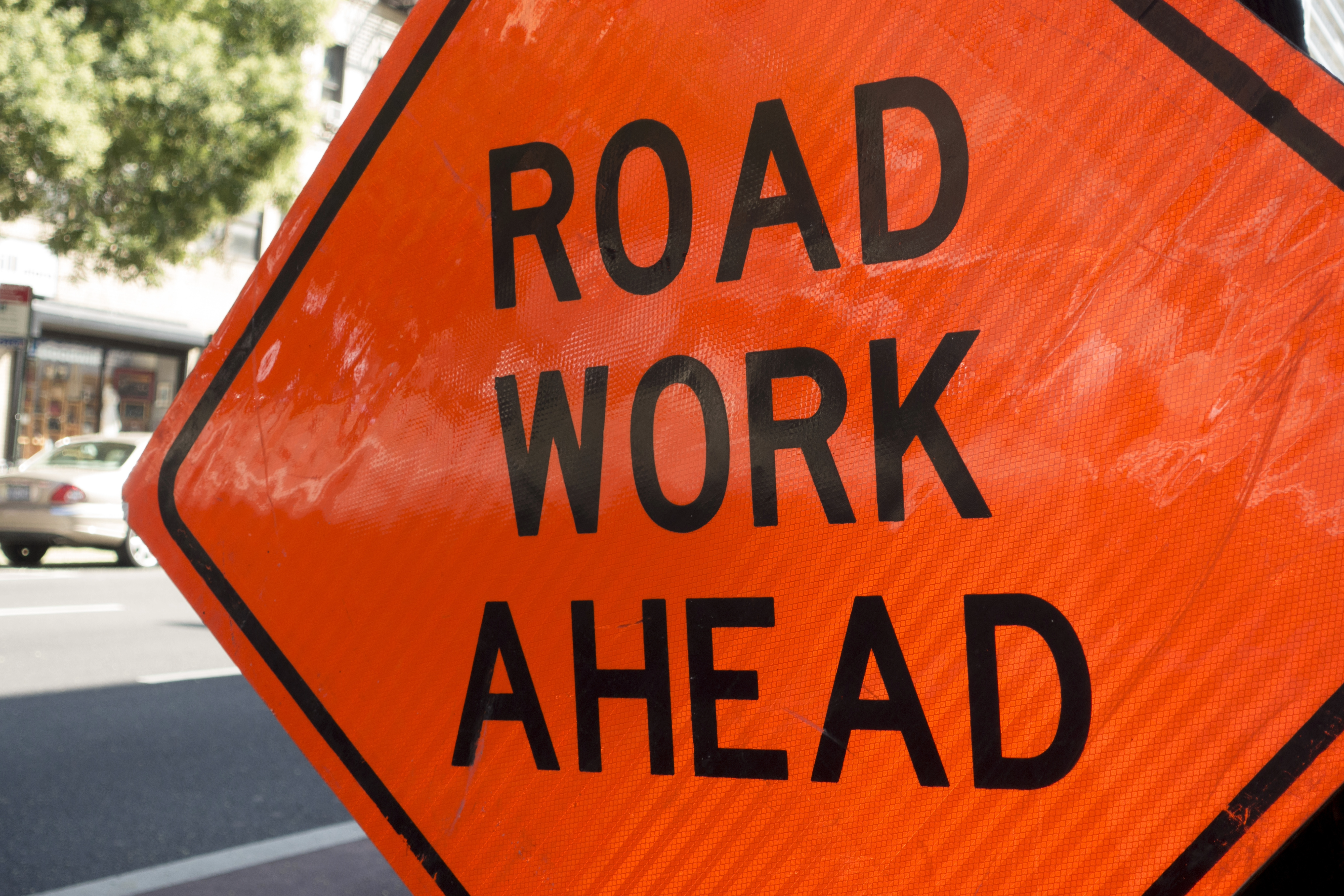 Road Work Ahead Sign