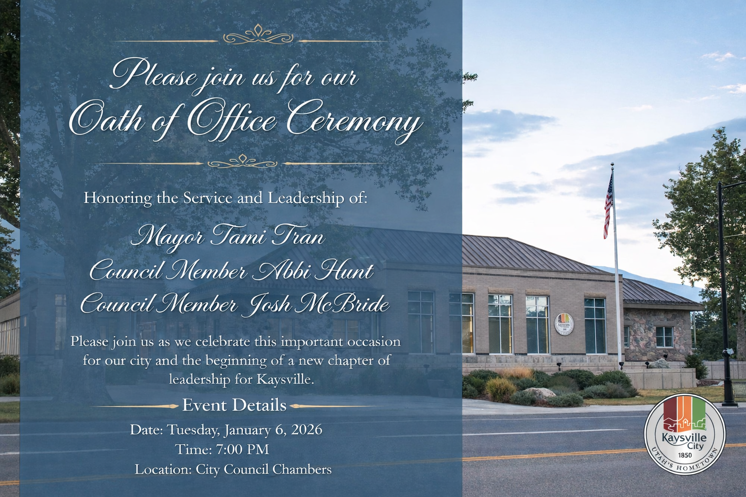 Oath of office ceremony invitation